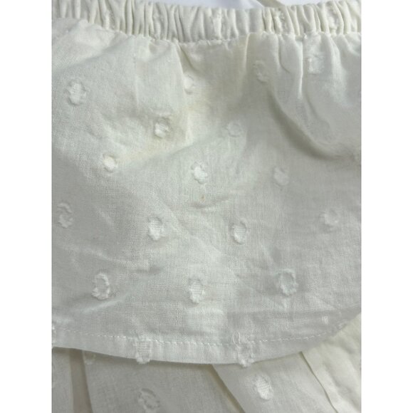 VOLCOM Winding Roads Cami Crop Tank Top Sz L White Polka Dot Off Shoulder Ruffle - Picture 10 of 16